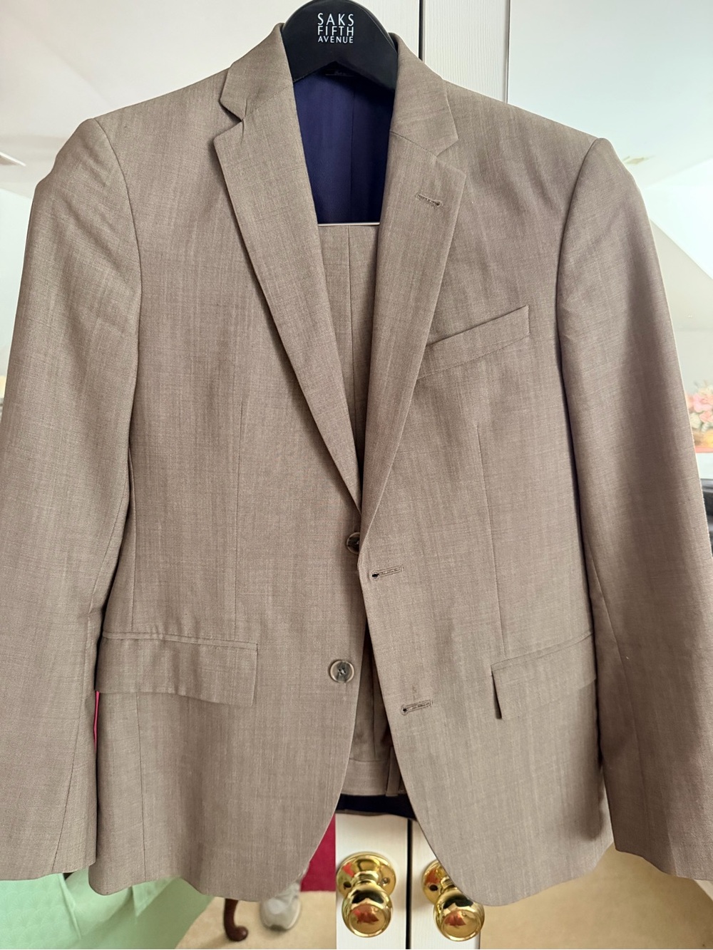 Saks Fifth Avenue Men's Light Brown/Tan Two-Button 2 piece suit